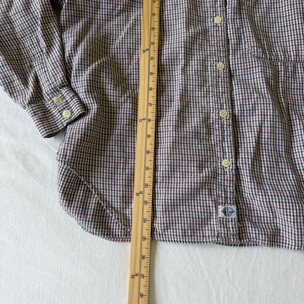 Dockers Womens Med Button Down Shirt Long Sleeve Cotton Plaid Check Navy Pink - Picture 6 of 8